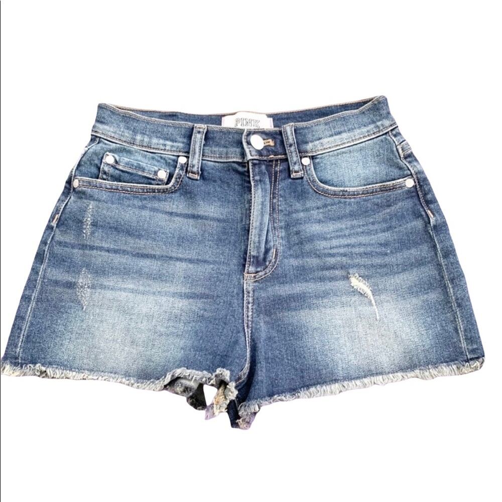 PINK Victoria’s Secret VS Distressed High Waisted Denim Shorts Festival Size 2